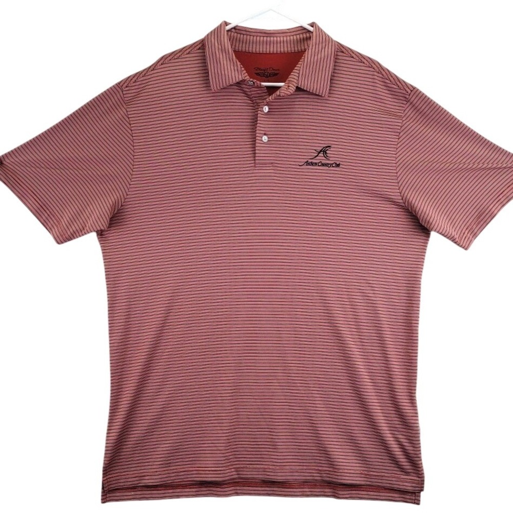 Straight‎ Down Anthem Country Club Mens Golf Polo Shirt Large Red Striped